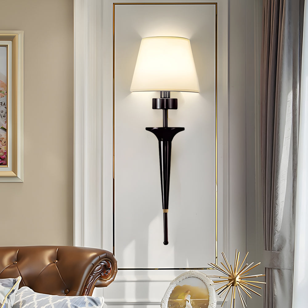 25.98-In H. Gold/Black Copper 1-Light Taavita Wall Sconce with Fabric Shade - Modern Floral Design