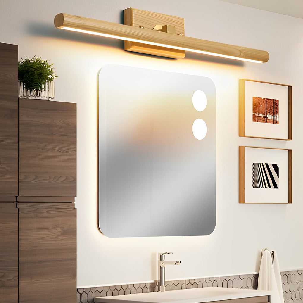 15''/23''/35'' Long Wood Strip 180° Rotatable Dimmable Vanity Light Fixture over Mirror
