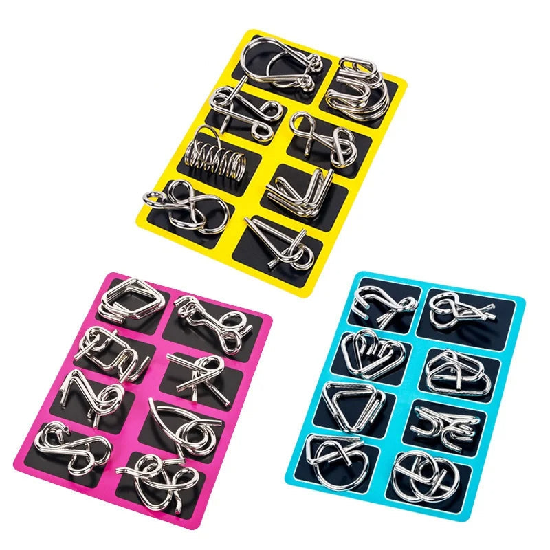 Set of 8 Metal Puzzle Rings - Brain Teaser Toys