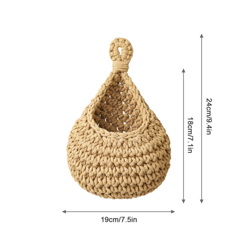 Artisanal Woven Hanging Basket for Rustic Home Organization