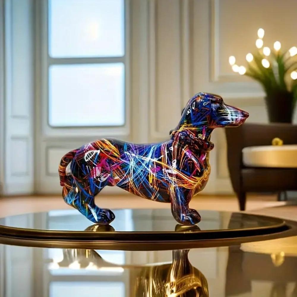 Charming Doxie Delight – Vibrant Modern Dog Sculpture