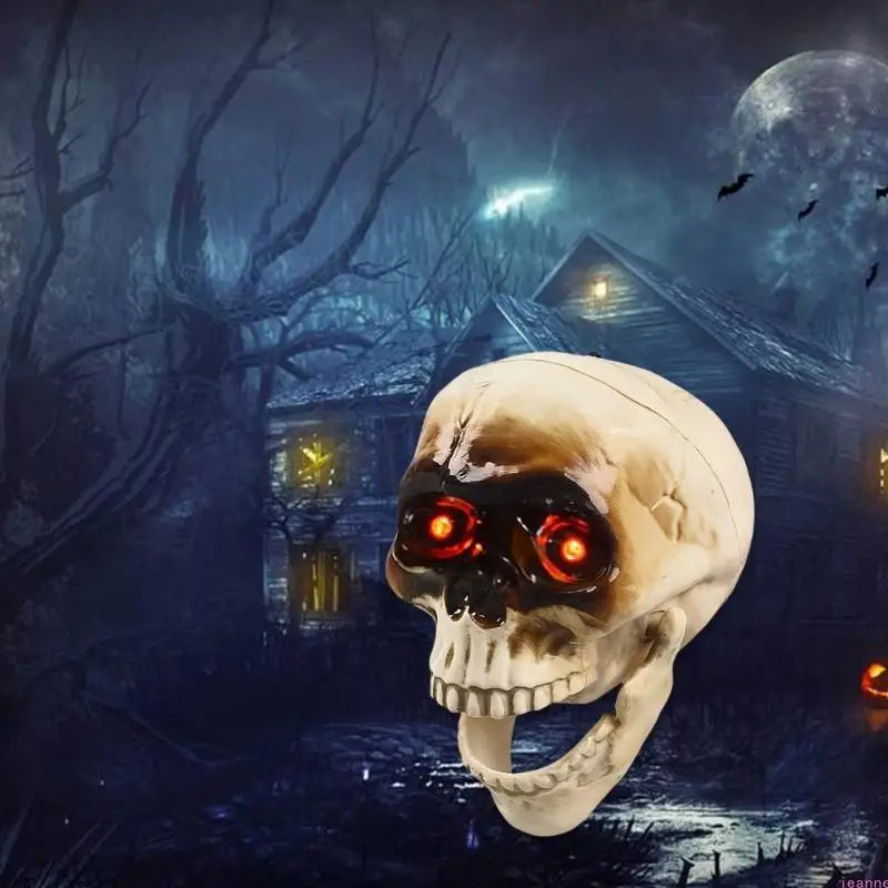 Flashing Eyed Skeleton Head Decoration for Halloween
