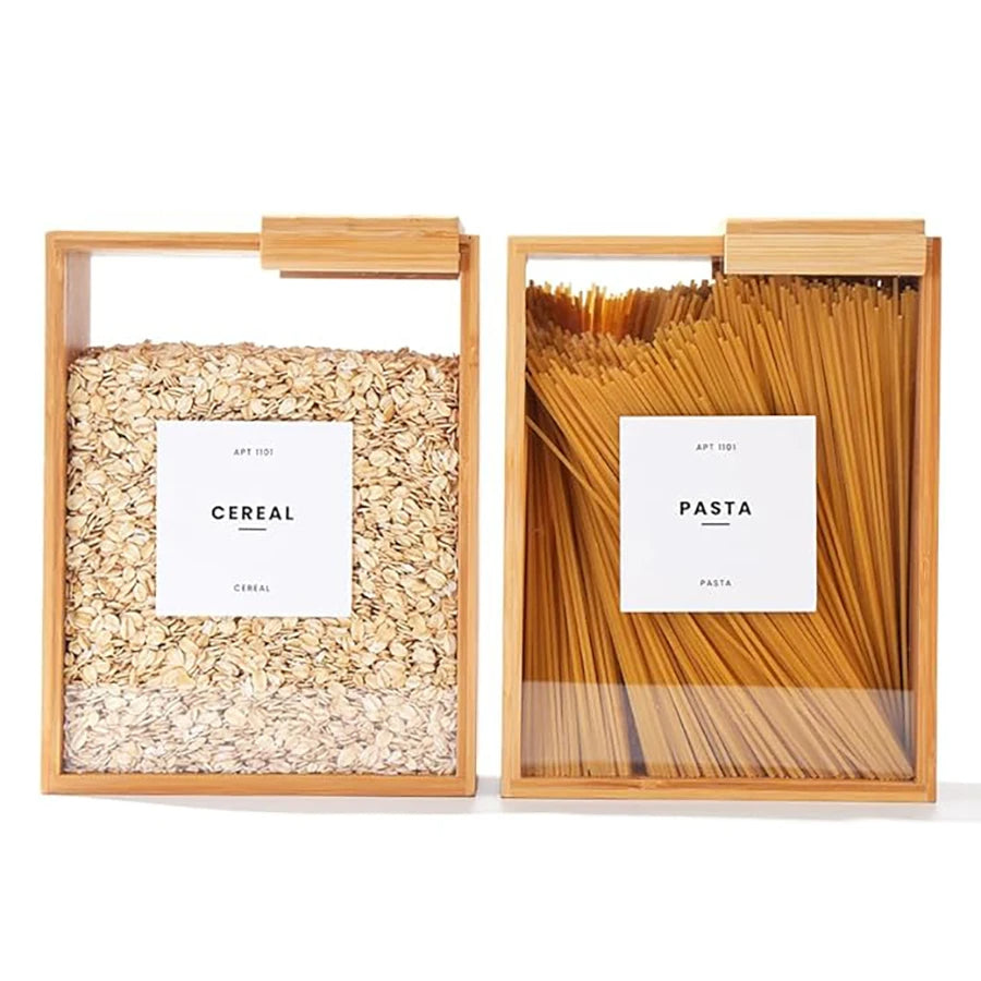 Natural Bamboo Dry Food Dispenser & Storage Solution
