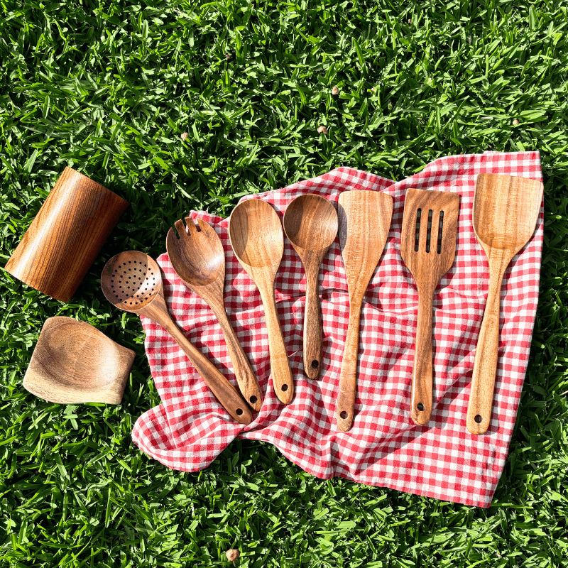 EcoCraft Premium Wooden Kitchen Utensil Set for Daily Cooking
