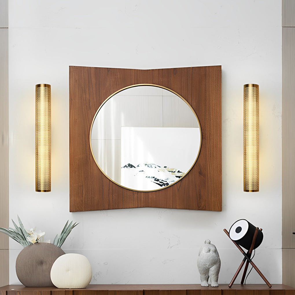 Long Cylindrical Grids Hardware LED Luxury Modern Wall Lamp Vanity Light - Dazuma