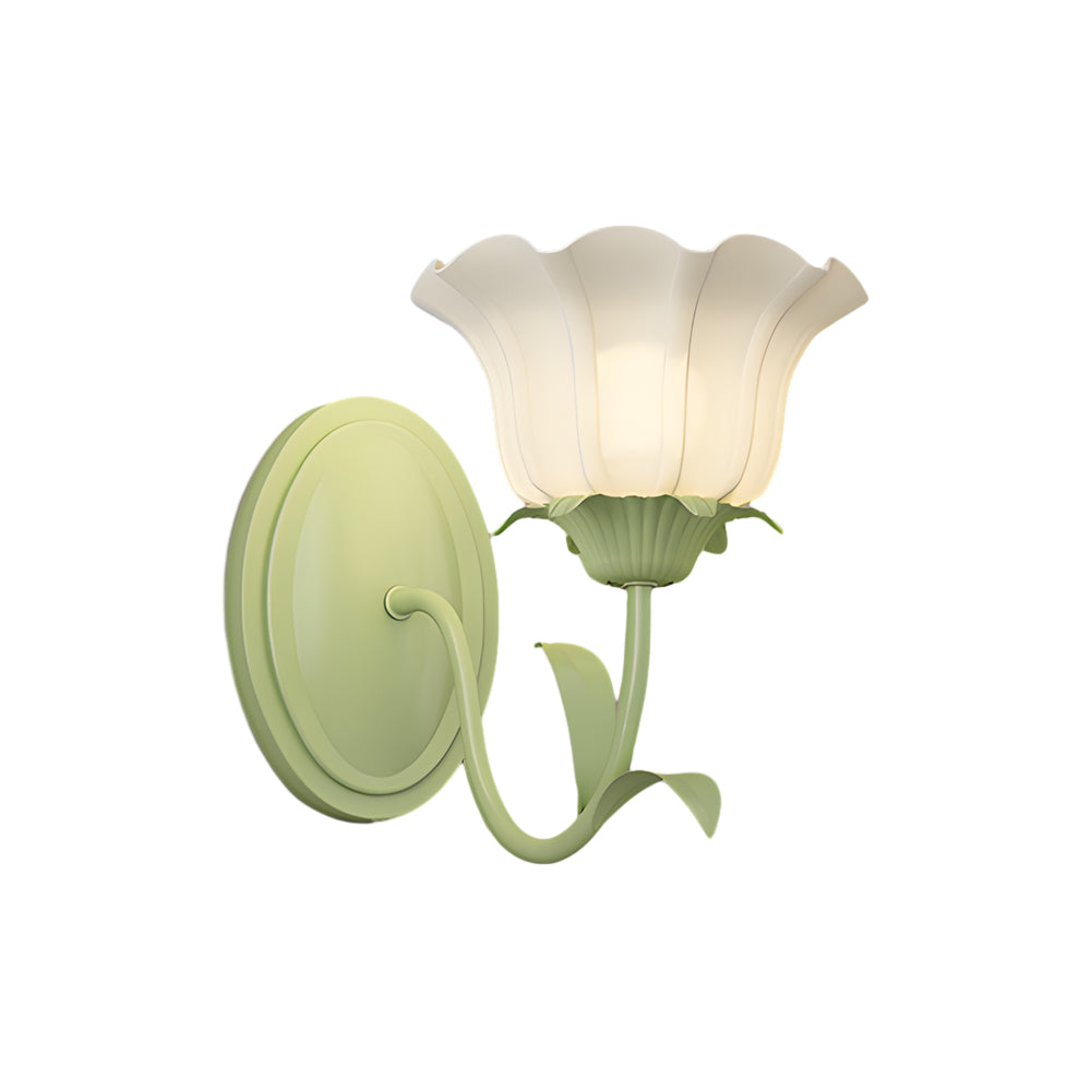 1/2 Head Green Glass Three Step Dimming Modern Wall Lights Flowers Indoor