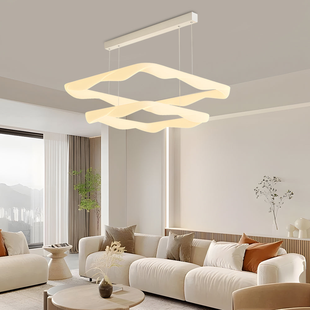 2/3 Square Rings Cream Style Modern LED Three Step Dimming Chandelier