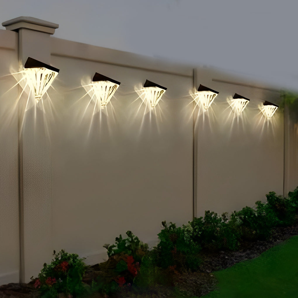 2PCS Waterproof Geometric Black LED Solar Wall Lamp Outdoor Wall Lights Fixture