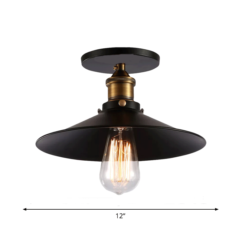 Taavita Iron Saucer Ceiling Mount Lamp Farmhouse 1 Bulb Porch Semi Flush Mount Light Fixture in 8.5"/10"/12" W