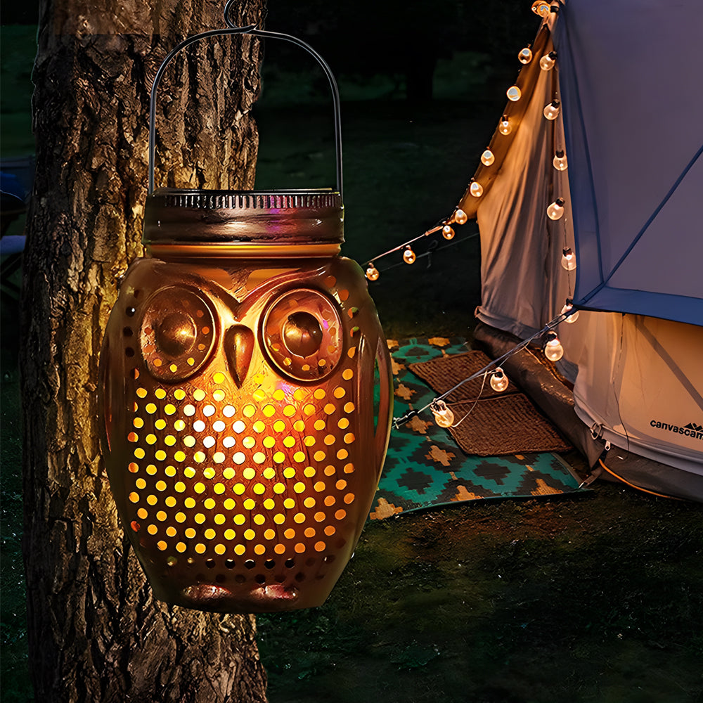 2-Pack Flickering Flame Solar Lanterns Taavita Owl Stake Solar Lights Garden Landscape Lights for Outdoor Decor
