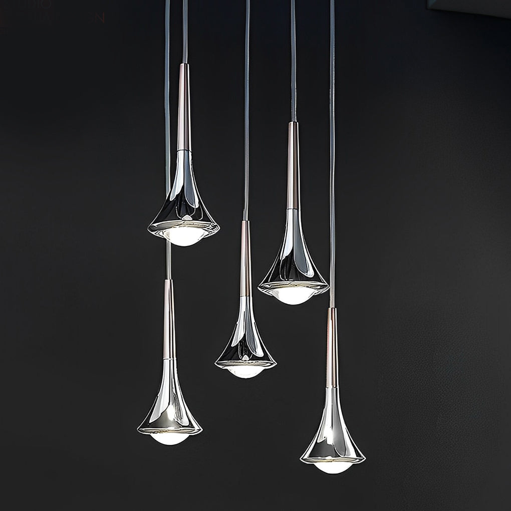 1-Light Water Drop Metal LED Nordic Small Chandelier Pendant Lights for Staircase