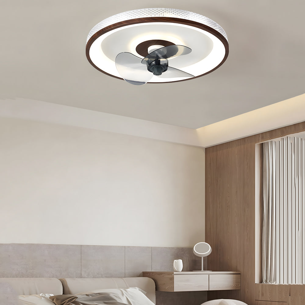 19.7-in Walnut Flush Mount Ceiling Fan with 6-Speed LED Light and Remote