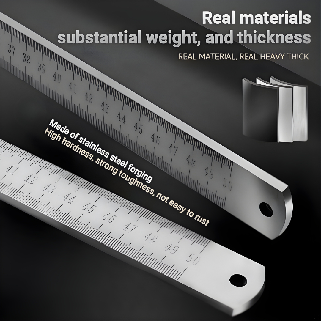 Durable Steel Measuring Ruler – Laser-Engraved Precision Scale