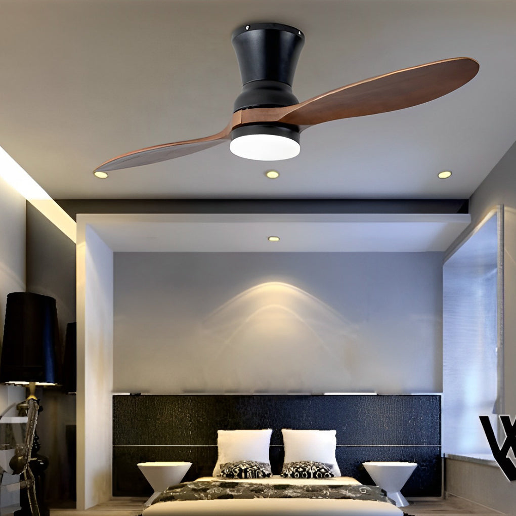 2 Blades Wood 18W LED Dimmable with Remote Mute Modern Ceiling Fans - Dazuma