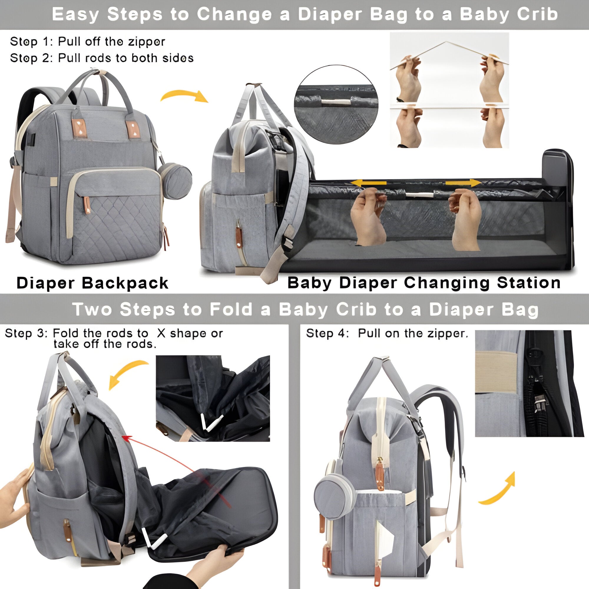 Portable Baby Crib with Diaper Bag for Travel