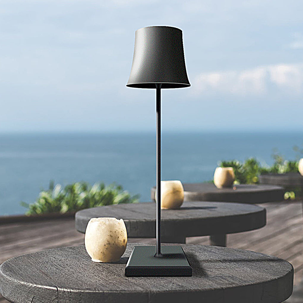 15 Inch Cordless Modern Cool Hue Table Lamp - Metal Black/White