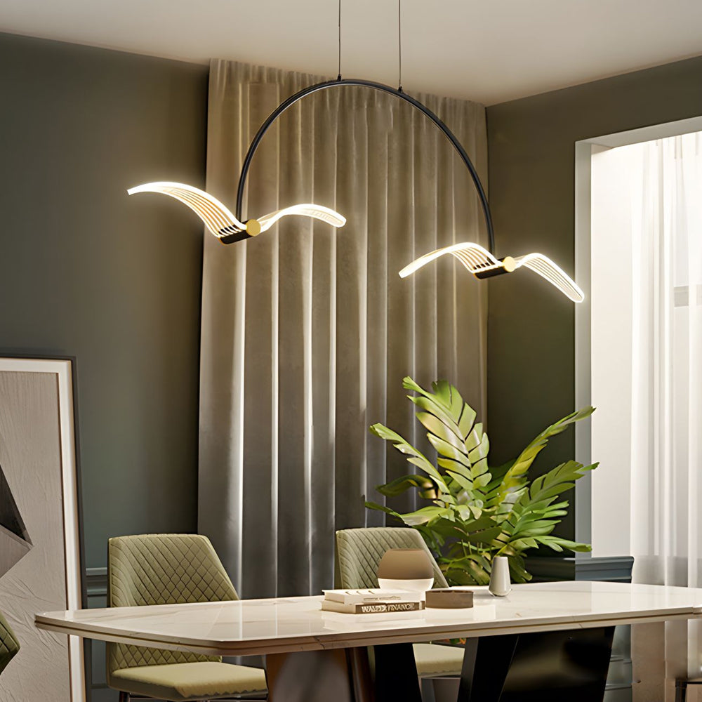 2/4-Light Modern LED Acrylic Seagull Linear Chandelier for Dining Room