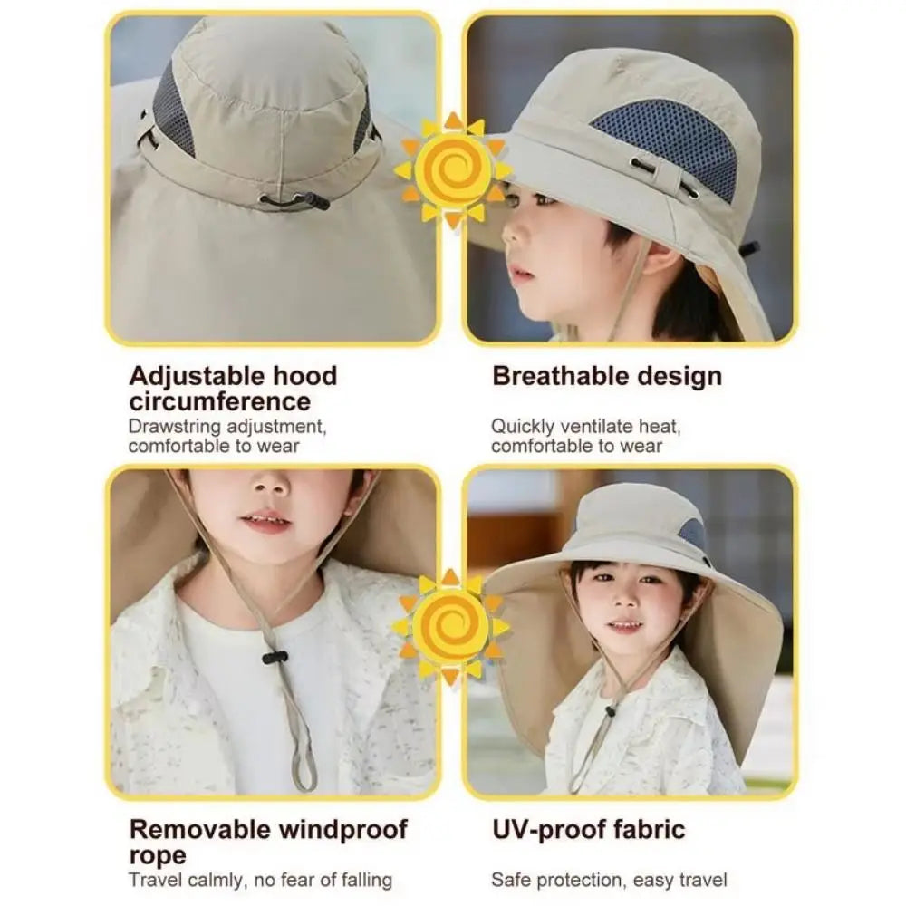 Kids' Sunshade Hat with Built-in Solar Cooling Fan
