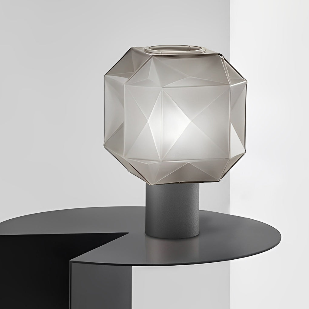 1-Light Modern Table Lamp with Cylinder Base and Smoke Glass Orb