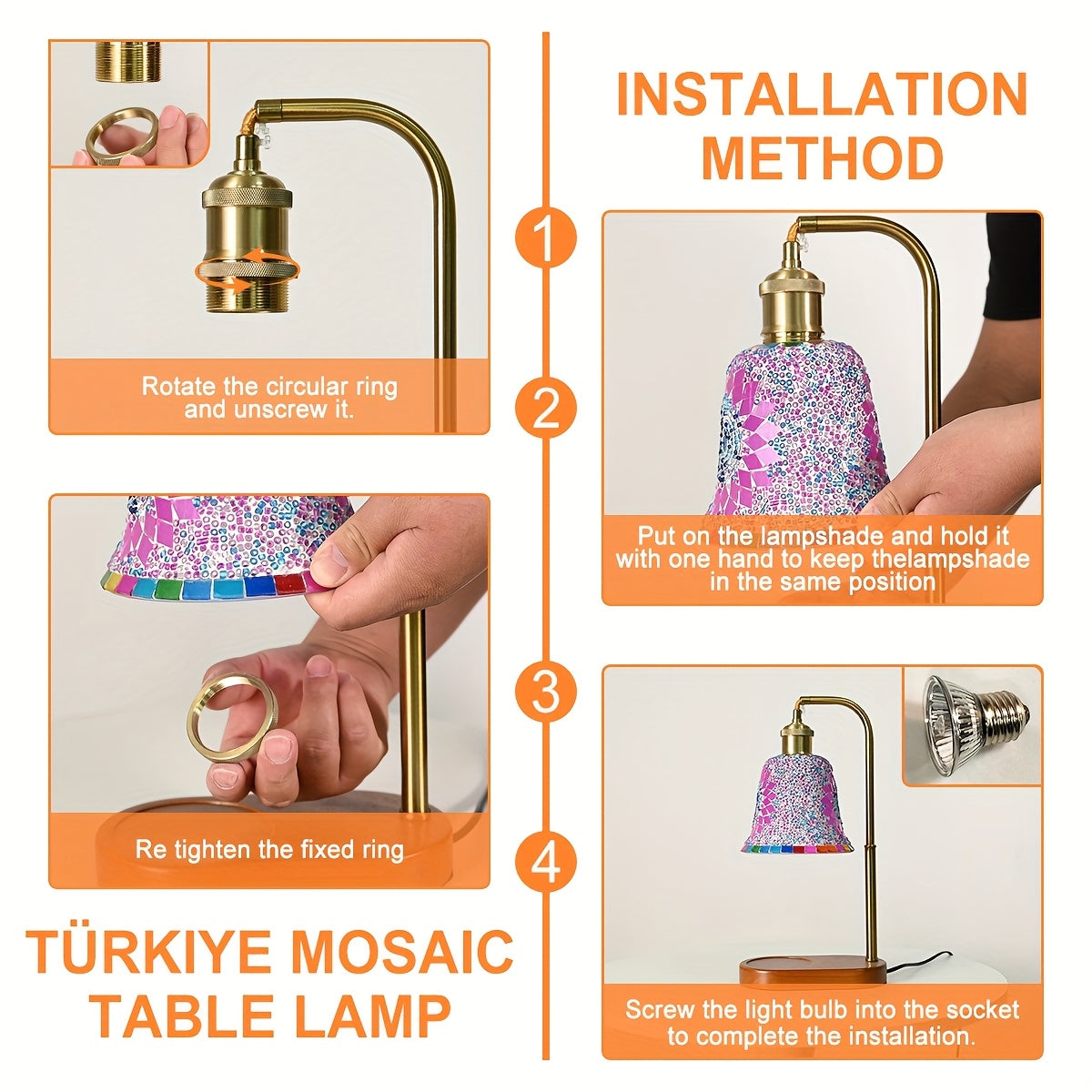 Artisan Mosaic Candlelight Lamp – Adjustable Glass Table Light