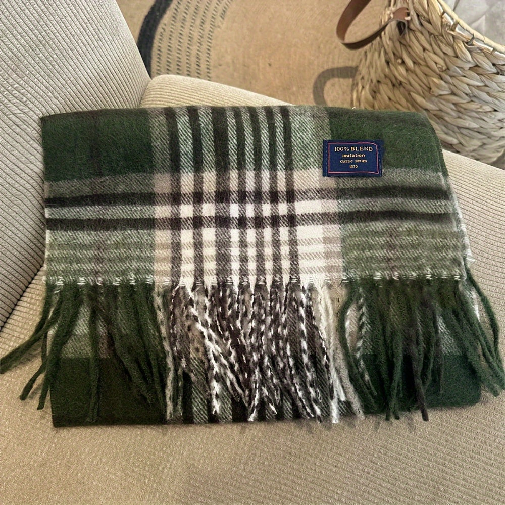 Wool-Blend Scarf | Tartan Pattern | Warm and Comfortable | Wool