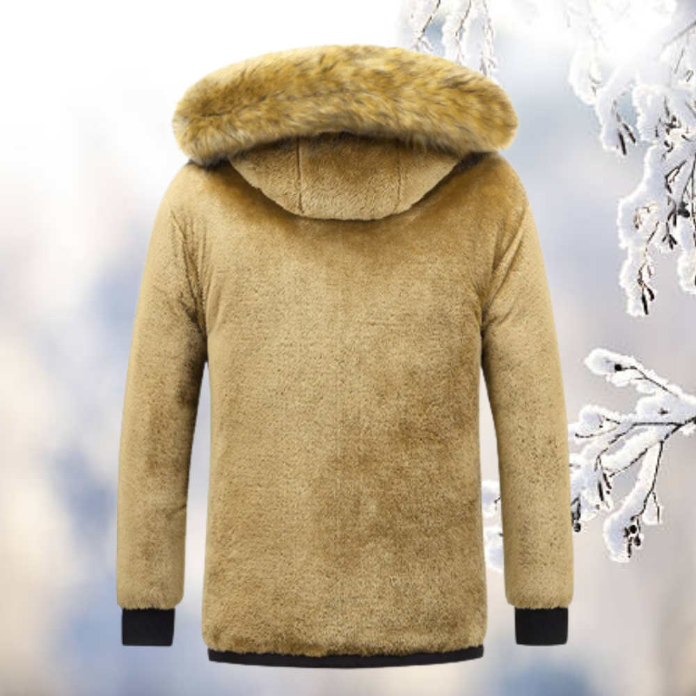 Men’s Hooded Winter Parka | Windproof & Fur-Lined Hood | Cotton-Polyester Blend | Cold Weather Protection
