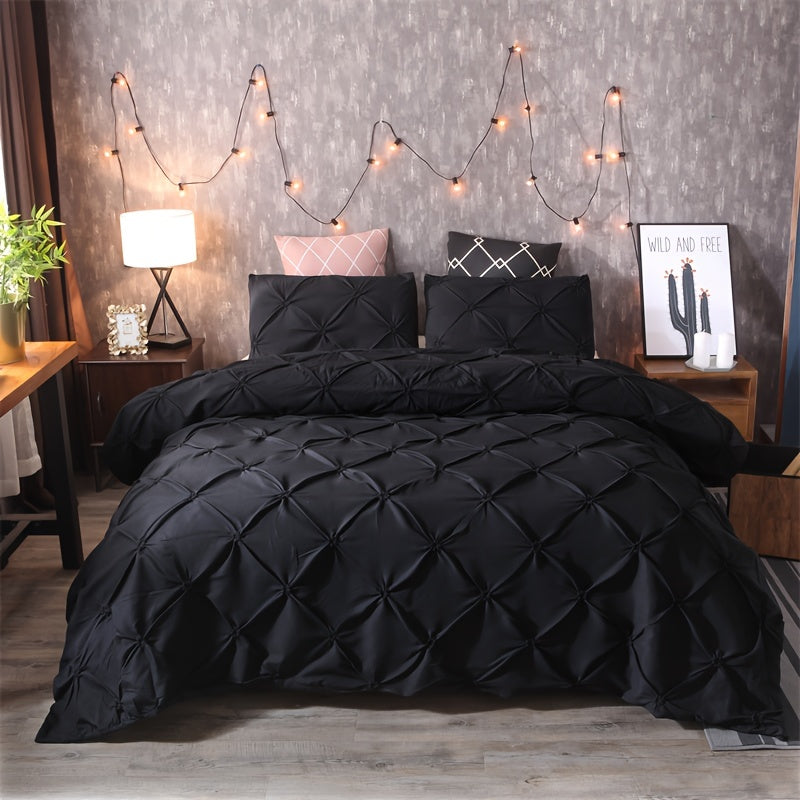 Duvet Cover Set | Quilted Texture | Breathable All-Season Comfort | Polyester