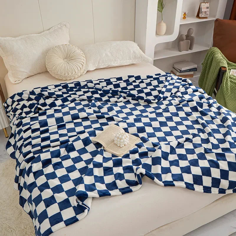 Checkerboard Blanket | Soft Plush | Cozy Warmth for Home | Polyester