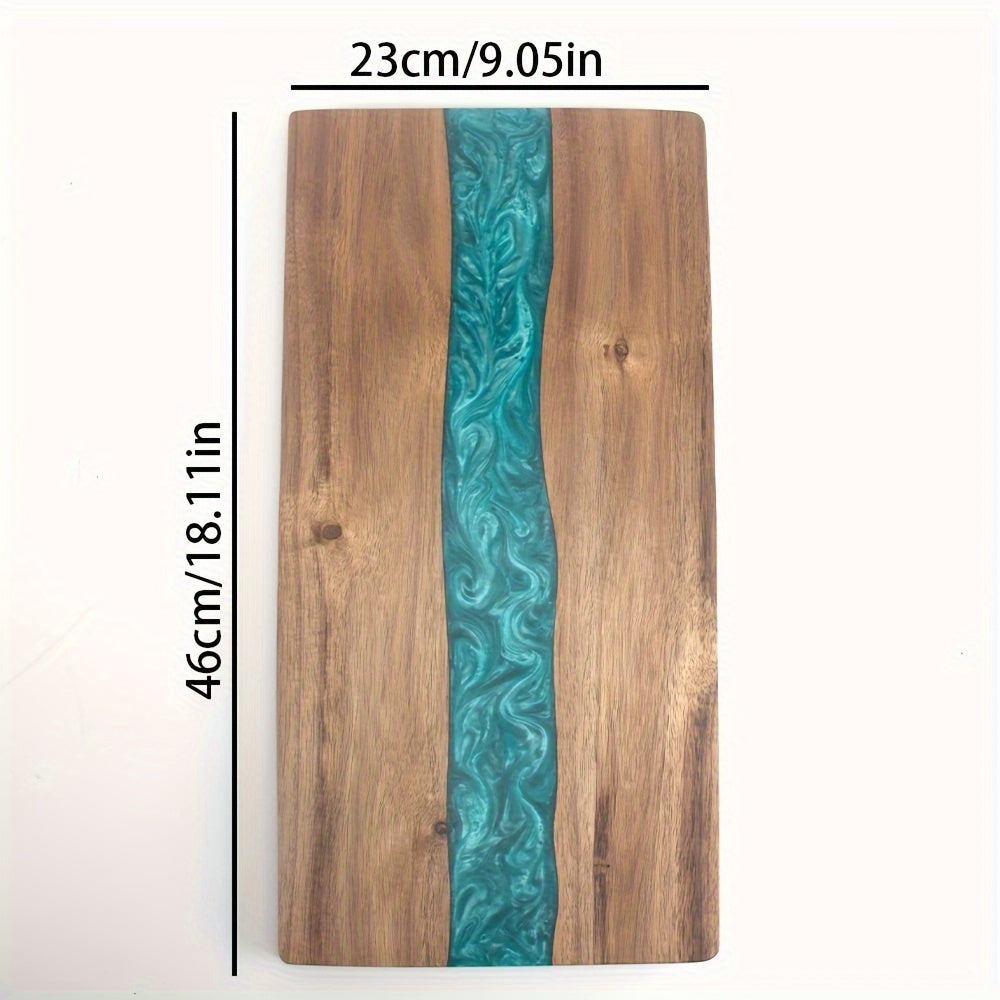 Artisan Acacia Wood Serving Board with Unique Resin Design