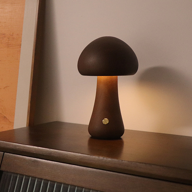 Taavita - LED Night Light Wooden Mushroom with Touch Sensor & Dimmable Brightness