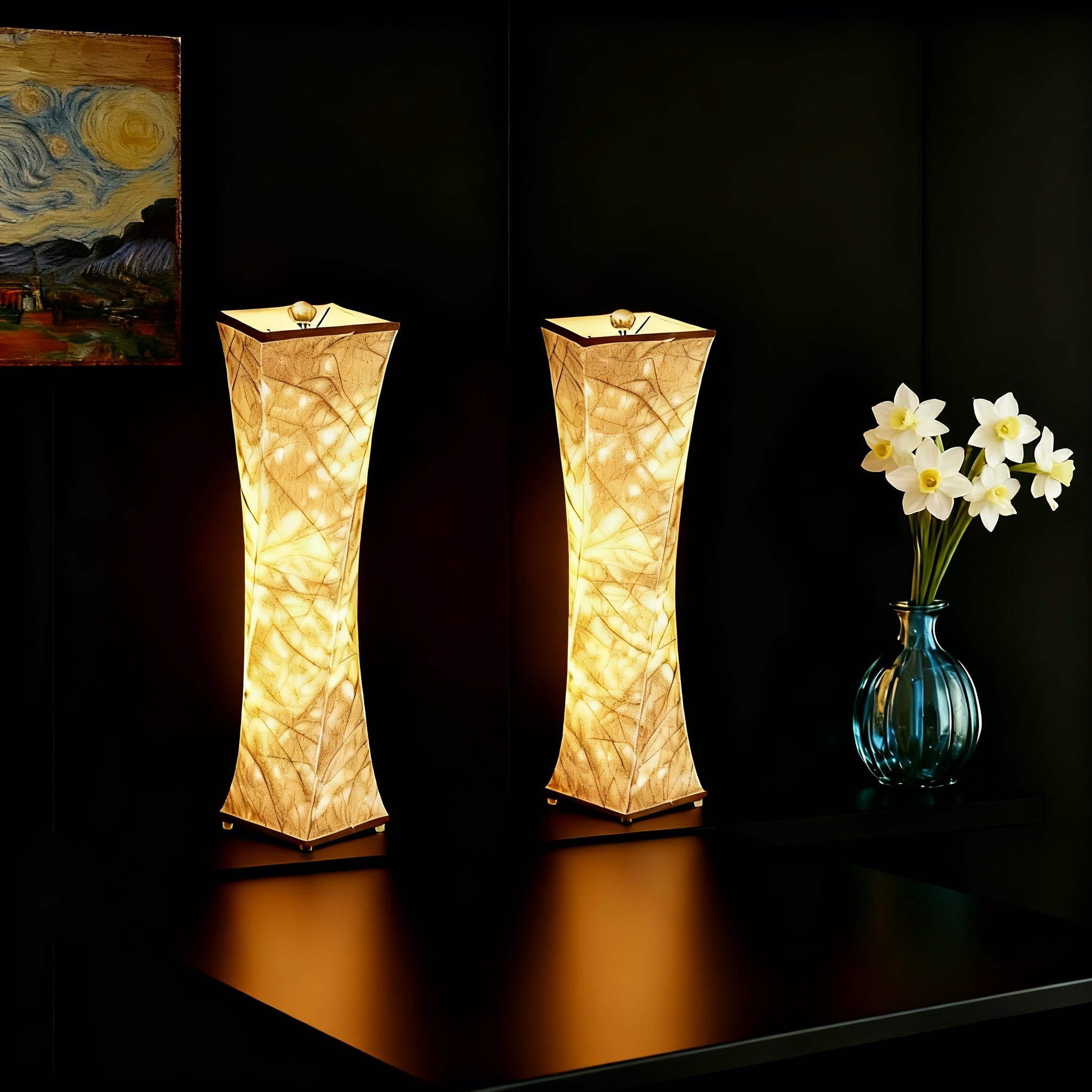 Elegant 2-Pack Adjustable Bedside Lamps – Modern White & Gold