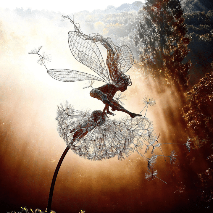 Set of Handcrafted Metal Garden Fairy Sculptures | Weatherproof Stainless Steel | Multi-Size Decorative Art | Outdoor Whimsical Charm