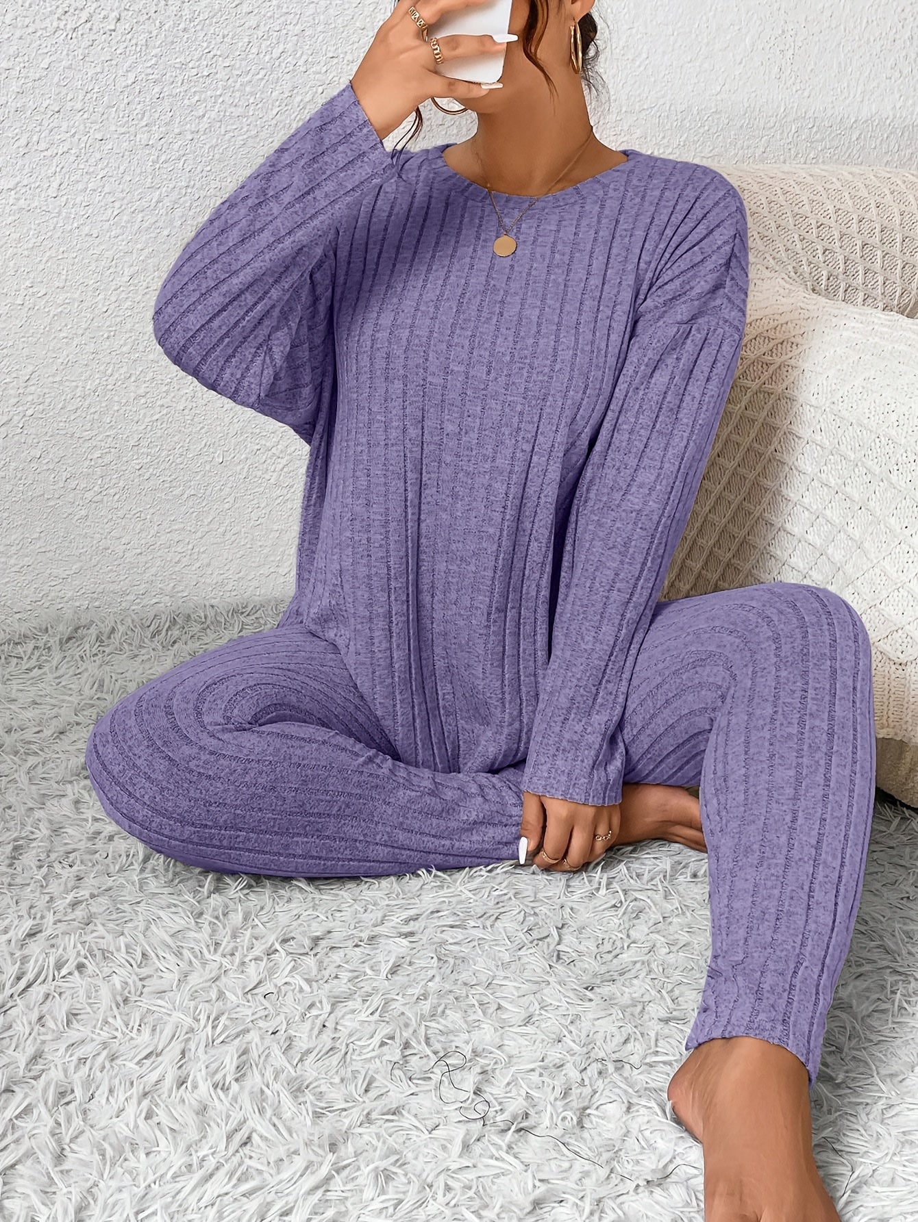 Plus Size Pajama Set | Long Sleeve | Lightweight Comfort | Polyester