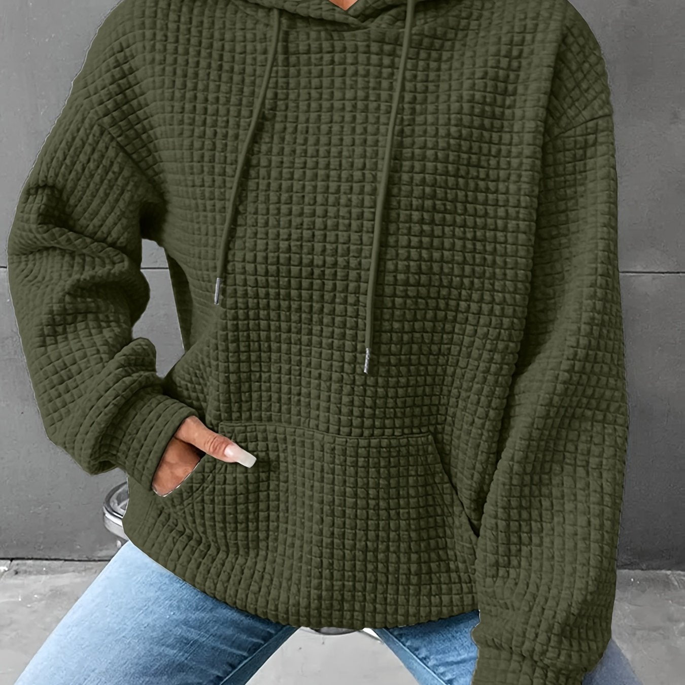 Plus Size Hoodie | Waffle Knit | Casual Comfort Wear | Polyester Blend