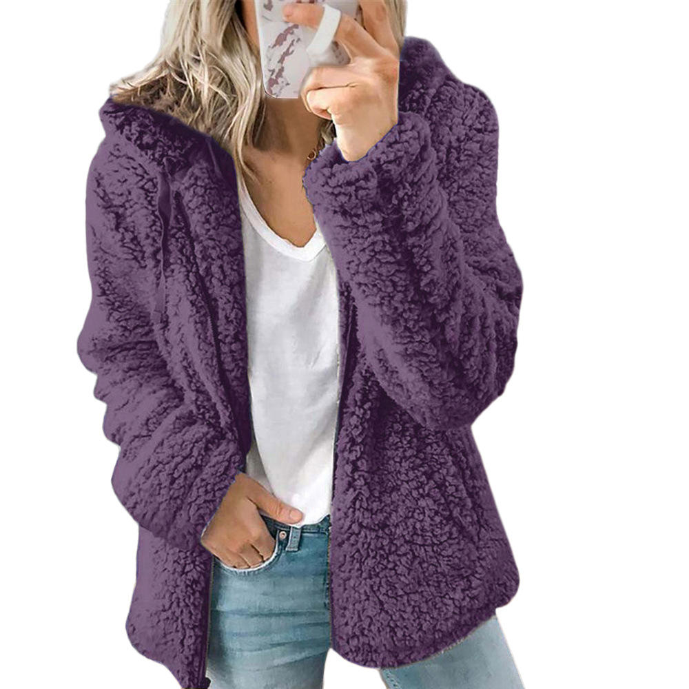 Women's Teddy Bear Fleece Coat | Soft Plush Zipper & Pockets | Cozy Winter Outerwear