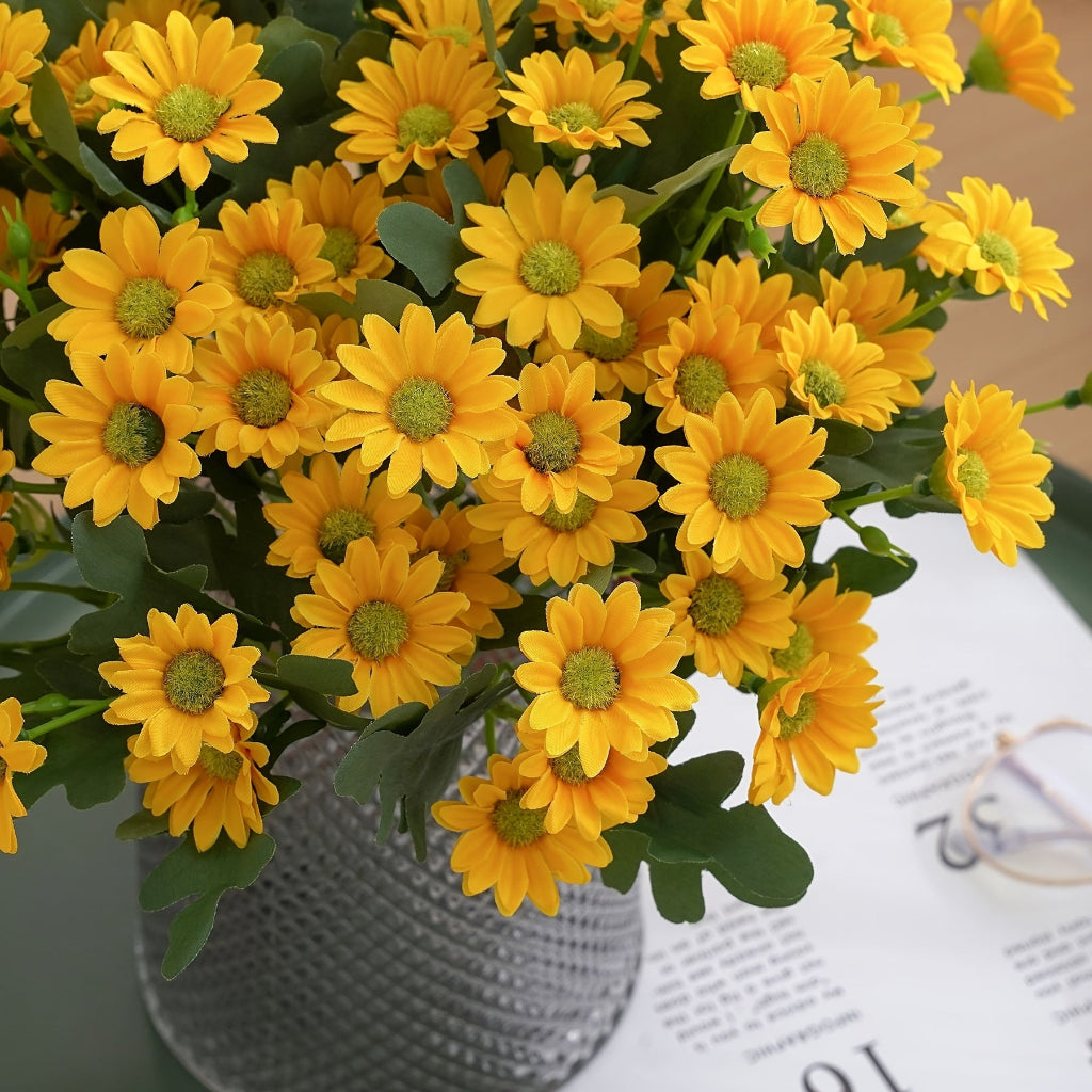 Cheerful Daisy Faux Flower Arrangement for Home Decor