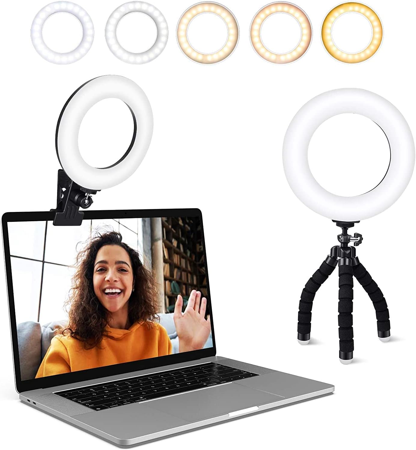 Versatile Clip-On LED Ring Light for Laptops