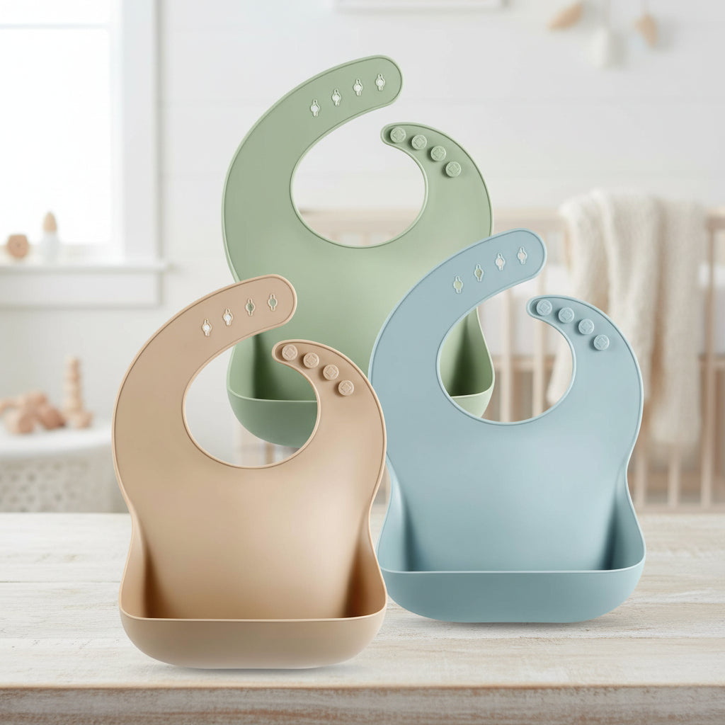 Adjustable Silicone Feeding Bib with Waterproof Design