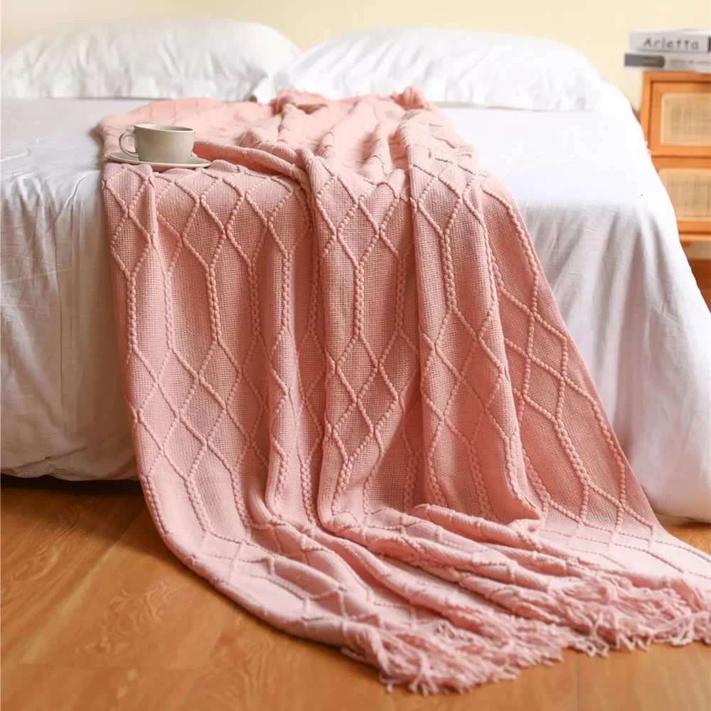 Chunky Knit Throw | Soft Acrylic | Cozy Warm Comfort | Reusable