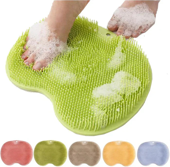Hands-Free Silicone Mat for Foot Cleaning with Suction Cups