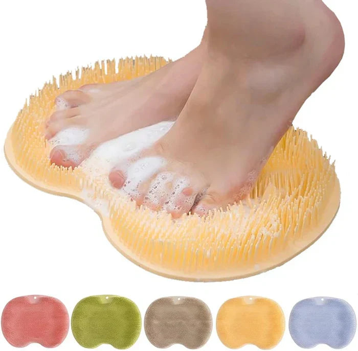 Hands-Free Silicone Mat for Foot Cleaning with Suction Cups