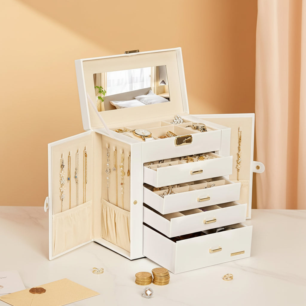 Elegant Jewelry Storage Box with Ample Drawers for Gifts