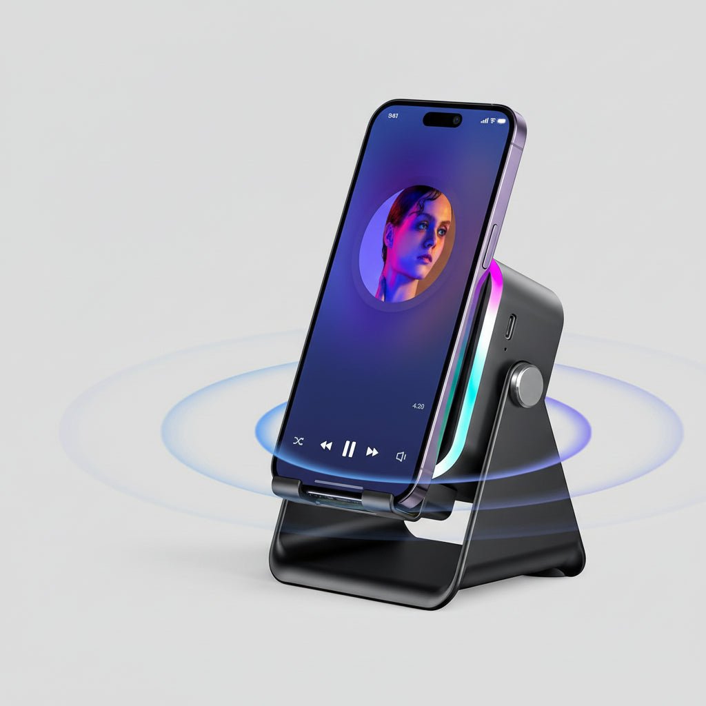 Smartphone Speaker Dock with Wireless Audio and Hands-Free Functionality