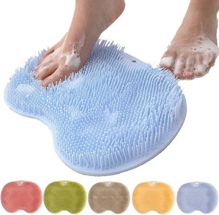 Hands-Free Silicone Mat for Foot Cleaning with Suction Cups