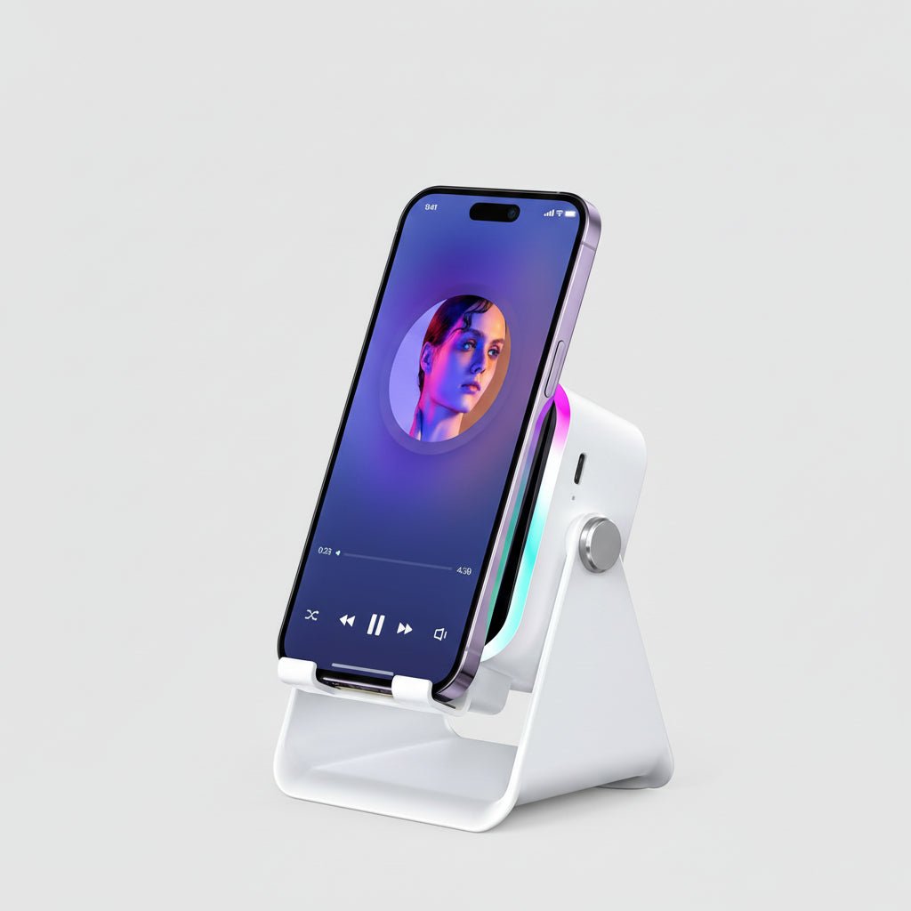 Smartphone Speaker Dock with Wireless Audio and Hands-Free Functionality