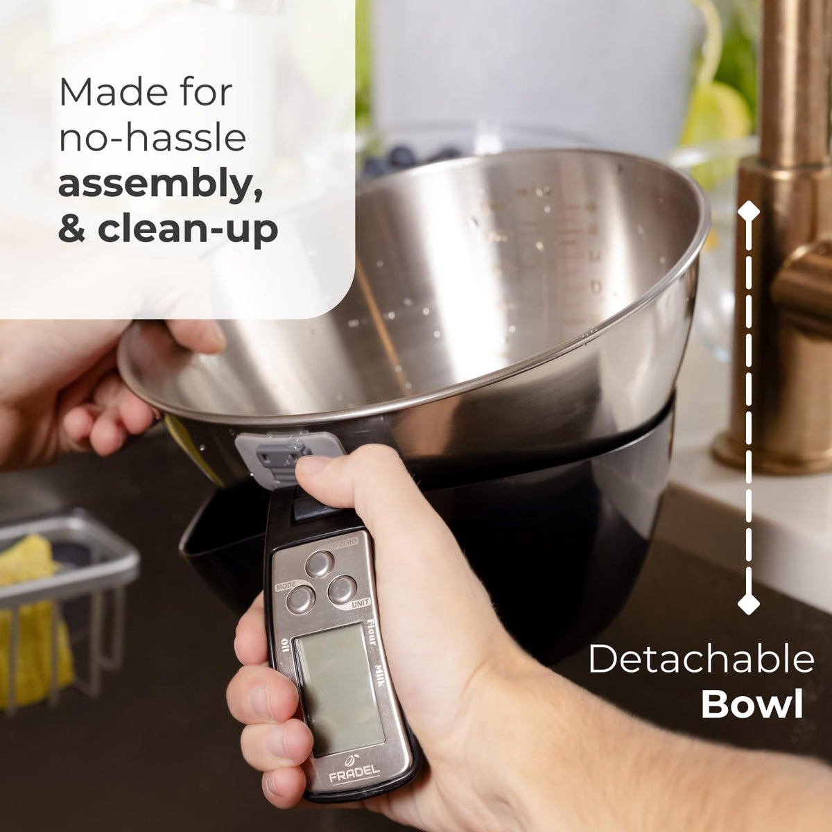 Precision Digital Kitchen Scale with Removable Bowl