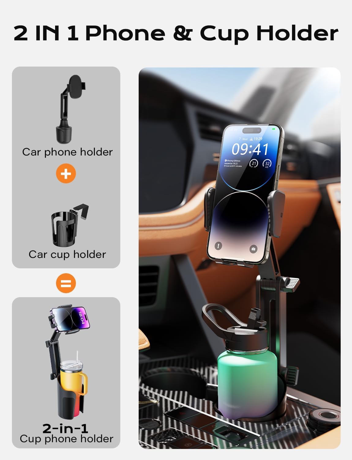 Car Mount for Phone with Cup Holder Attachment