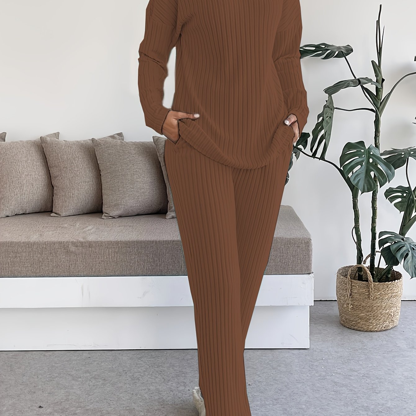 Lounge Set | Ribbed Knit | All-Day Comfort | Polyester