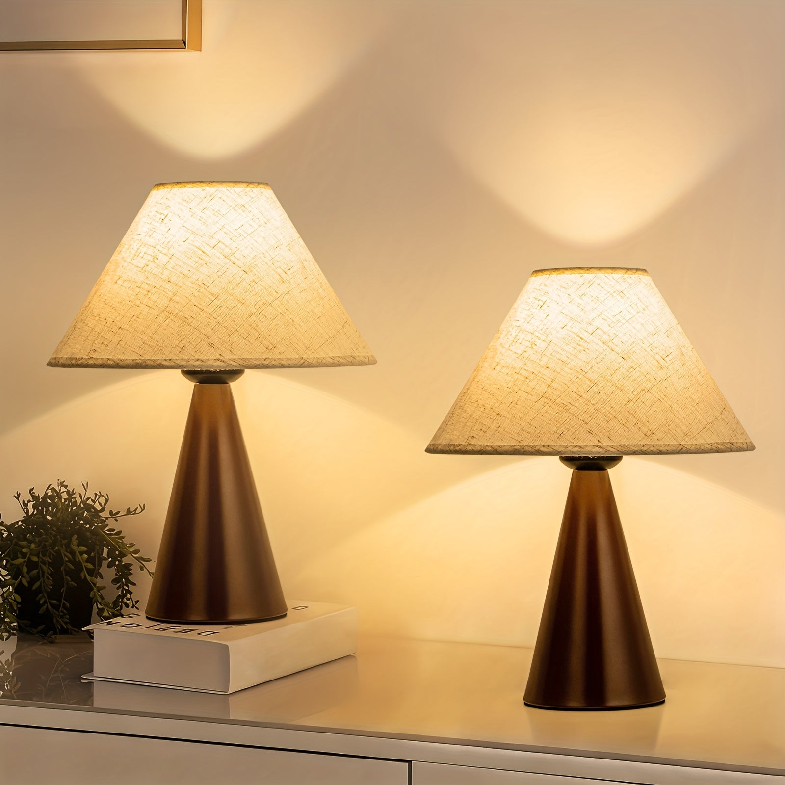 Elegant Dual Bedside Lamps with Adjustable Color Shades