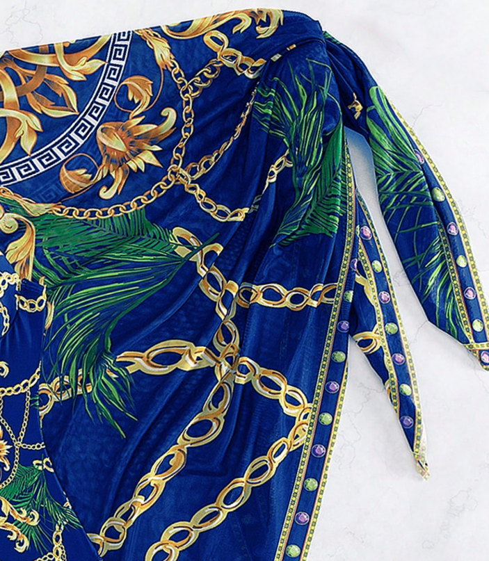 Women’s One-Piece Swimsuit | Built-In Push-Up Bra | Matching Beach Skirt | Elegant Design